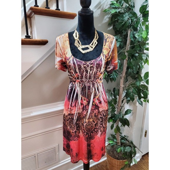 DNLA Sport Women's Polyester Scoop Neck Short Sleeve Knee Length Dress Size L - Picture 10 of 10